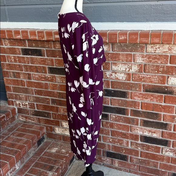 Lauren Ralph Lauren Purple Floral Faux Wrap Midi Dress 12 NWT Wedding Guest - Picture 4 of 7